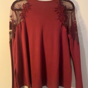 Free People Burgundy Lace Women's Top